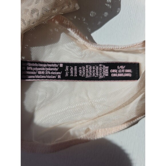Victoria’s Secret Bralette Pale Blush Pink Lace & Mesh Lined Racer Back Sz L - Picture 5 of 7